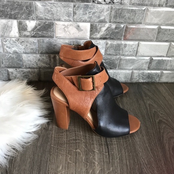 Gianni Bini Shoes - Gianni Bini colorblock leather heeled sandals 8